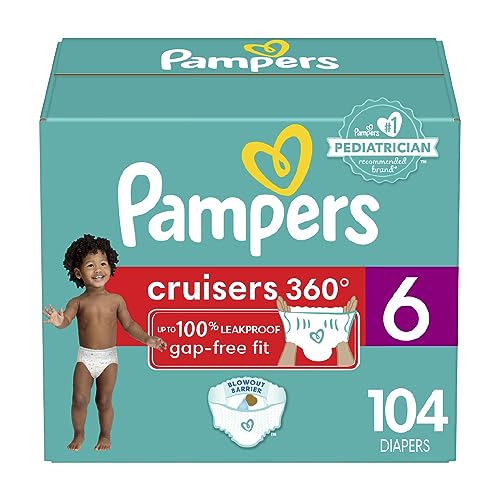 Pampers Cruisers 360 Diapers - Size 6, 104 Count, Pull-On Disposable Baby Diapers, Gap-Free Fit
