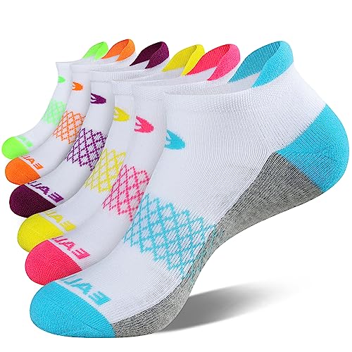eallco Womens Ankle Socks 6 Pairs Running Athletic Cushioned Sole Socks With Tab