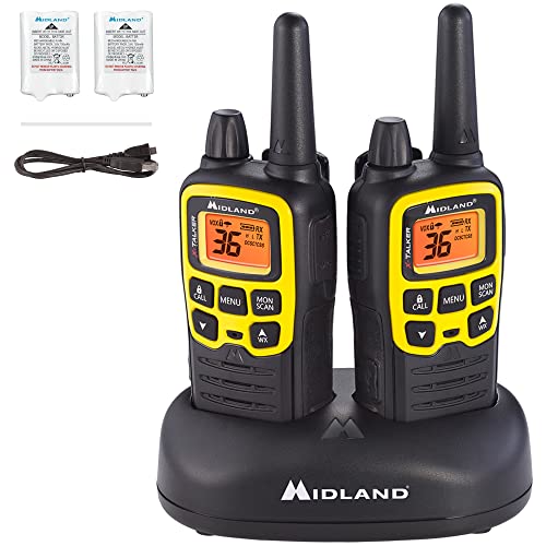 Midland - T61VP3 X-TALKER - Two-Way Radio - 36 Channel FRS- Long Range Walkie Talkie, 121 Privacy Codes, & NOAA Weather Scan & Alert Black/Yellow, 2-Pack