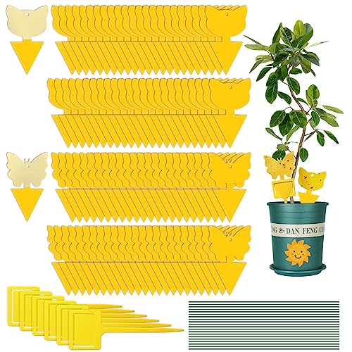 Dawhunt 96 Pack Yellow Sticky Traps for Gnats Fungus Fruit Fly Traps for Indoors Bug Thrip Catcher for Whitefly,Fungus Gnat,Mosquito and White Flying Insects