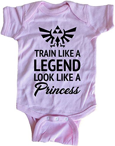 Brain Juice Tees Train Like A Legend Look Like A Princess Zelda Baby One Piece (0M-Newborn, Azalea)