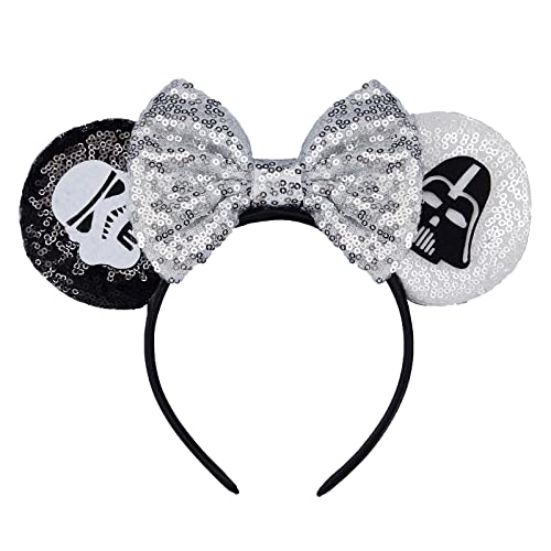 FANYITY Mouse Ears, Sequin Mouse Ears Headband for Boys Girls Women halloween&Disney Trip (Skull)