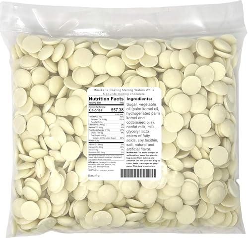 Merckens Coating Melting Wafers White 5 pounds melting chocolate, 80 Ounce