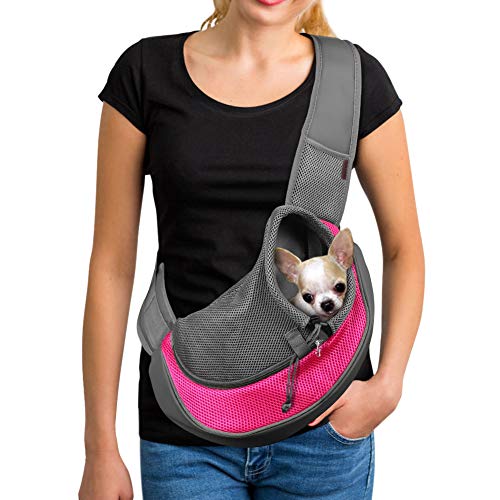 YUDODO Pet Dog Sling Carrier Breathable Mesh Travel Safe Sling Bag Carrier for Dogs Cats