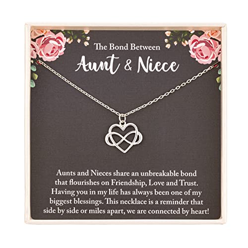 RareLove Aunt Gifts,Aunt Christmas Gifts,Gifts for Aunt Gifts from Niece,925 Sterling Silver Tiny Infinity Heart Necklaces for Women,Aunt Niece Necklace