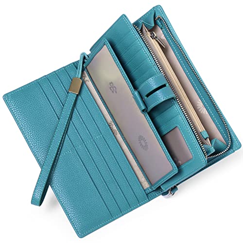 SENDEFN Women's Wallet Large Capacity RFID Blocking Leather Wallets Credit Cards Organizer with Checkbook Holder