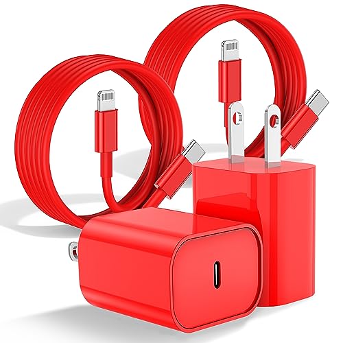 Fashia Fast Charger for iPhone14 13 Charger Fast Charging 6FT - MFi Certified - 20W USB C Fast Charger Block with Type C to Lightning Cord Compatible for iPhone 14 13 12 11 Pro XR XS Max iPad(Red)