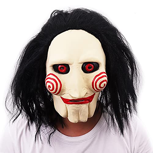 Mltao Horror Dress Up Latex Mask Costume Latex Scary Clown Saw Mask Horrifying Puppet Mask Full Head Mask Adult