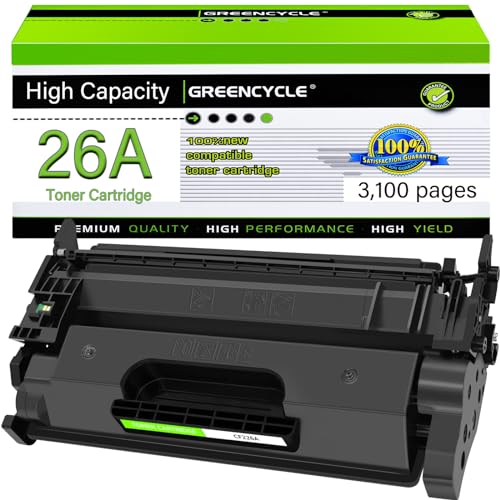 greencycle Compatible Toner Cartridge Replacement for HP 26A CF226A for Laserjet Pro M402n M402dn M402dw M402dne MFP M426fdw MFP M426fdn Printer (Black, 1-Pack)