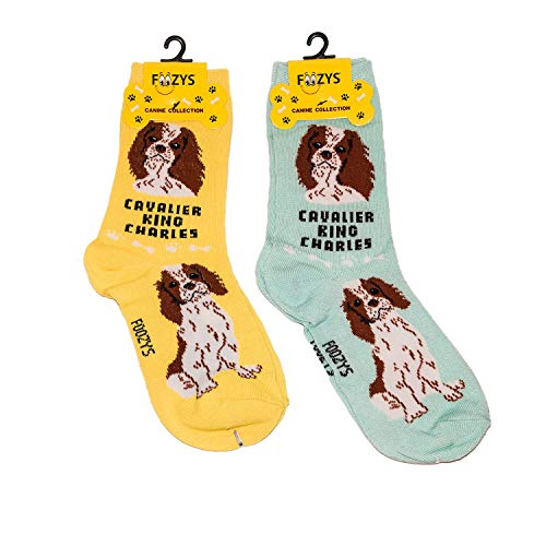 Foozys Unisex Crew Socks Canine Collection King Charles,Fits Shoe Size 4-10