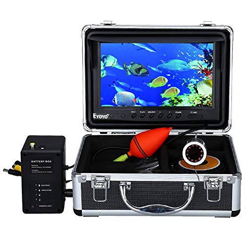 Eyoyo Underwater Fishing Camera Portable Video Fish Finder 9 inch LCD Monitor 1000TVL Waterproof Camera Underwater DVR Video Fish Cam 30m Cable 12pcs IR Infrared Lights for Ice, Boat and Lake Fishing