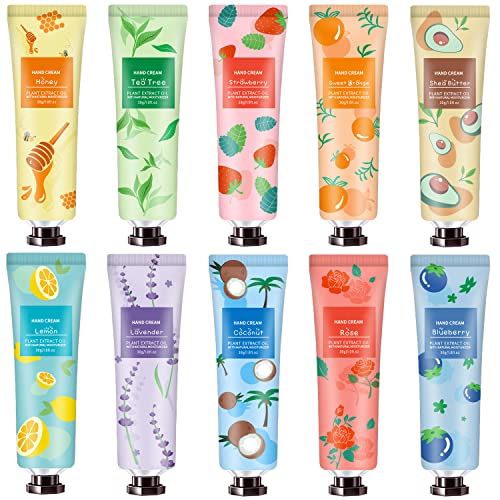 10 Pack Hand Cream for Dry Cracked Hands, Mothers Day Gifts for Mom Gifts for Women,Nurses Week Gifts,Teacher Appreciation Gifts, Natural Plant Fragrance Mini Hand Lotion Moisturizing Hand Care Cream