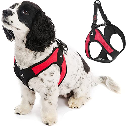 Gooby Escape Free Easy Fit Harness - Red, X-Small - No Pull Step-in Patented Small Dog Harness with Quick Release Buckle - Perfect On The Go No Pull Harness for Small Dogs or Medium Dog Harness