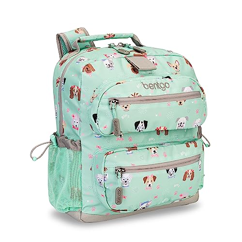 Bentgo Kids Backpack - Lightweight 14”, Unique Prints for School, Travel, & Daycare - Roomy Interior, Durable & Water-Resistant Fabric, & Loop for Lunch Bag (Puppy Love)