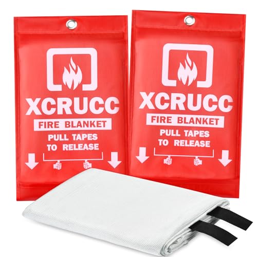 Heavy Duty Emergency Fire Blanket - 2 Pack - Fire Blankets Emergency for Home 40”x 40”,for Home Safety, Kitchen, and Camping …