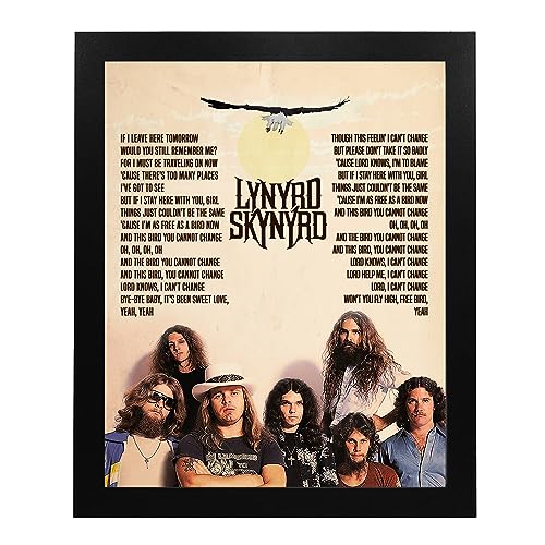 Free Bird- Music Wall Art Decor, Lynyrd Skynyrd Retro Song Lyrics Wall Art Sign, Classic Vintage 70's Rock Music Poster Print Ideal For for Home Decor, Office Decor, or Studio Decor. Unframed-11x14'