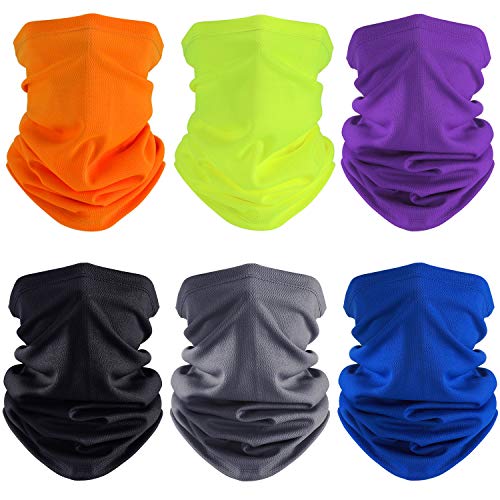 Geyoga 6 Pieces Summer UV Protection Cooling Neck Gaiter Face Clothing Neck Gaiter Scarf Sunscreen Breathable Bandana (Delicate Colors)