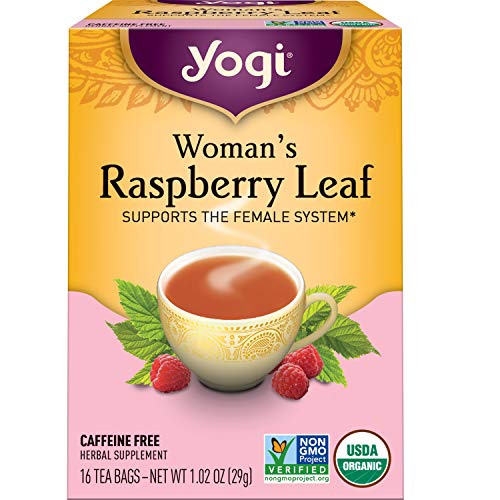 Yogi Tea Raspberry Leaf Tea - 16 Tea Bags per Pack (4 Packs) - Caffeine-Free, Organic Raspberry Leaf Tea Bags - Aids Discomfort of Menstruation - Made from Organic Raspberry Leaves