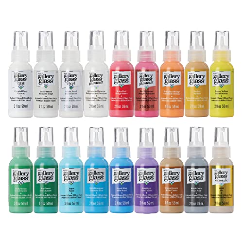 Gallery Glass Window Acrylic Craft Paint Set Formulated to be Non-Toxic, Perfect for Beginners and Artists, Eighteen Bottles, 2 Ounce, Assorted Colors 1