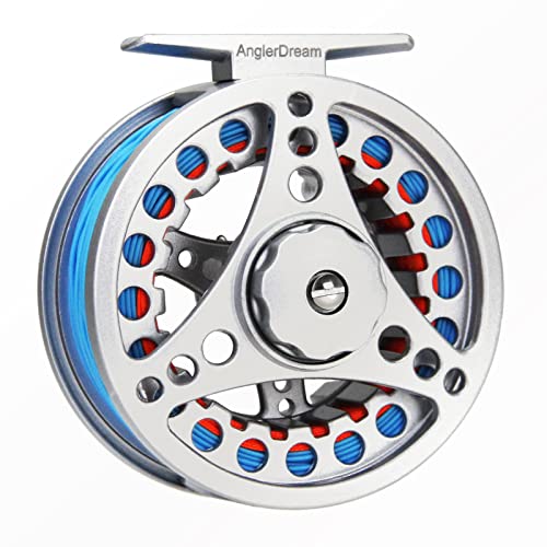 ANGLER DREAM pre-Loaded (1/2WT 3/4WT 5/6WT 7/8WT) Fly Reel with Line Combo Aluminum Alloy Large Arbor Fly Fishing Reels Weight Forward Fly Line with Braided Backing Tapered Leader