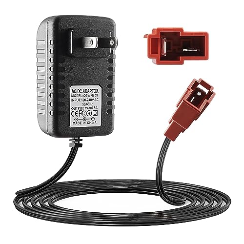 BXIZXD 6 Volt Battery Charger for Ride On Toys, 7V 800MA Battery Charger for Rollplay Porsche 918 Audi R8 Spyder Kid Trax Disney Frozen White Toddler Wildfire Quad Wal-Mart Kid TRAX Moto ATV Red Plug