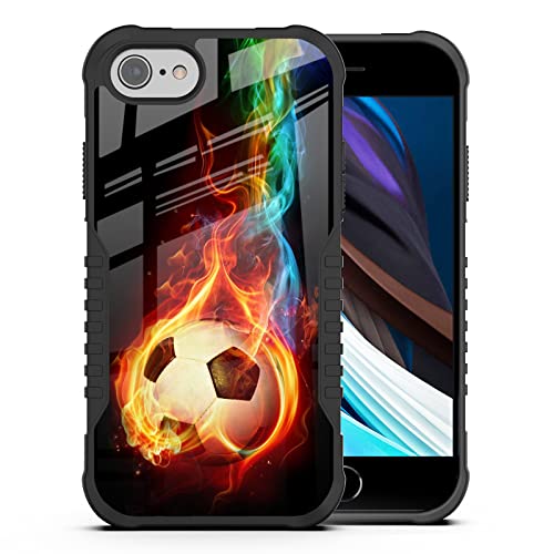 LANJINDENG for iPhone SE 2022/2020/7/8 Case for Men Boys, Soccer Sports Design Shockproof Anti-Scratch Drop Soft TPU Bumper Hard PC Back Protection Case for iPhone SE 3rd/2nd Gen/7/8/6