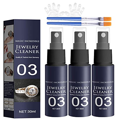 Beamach Diamond-Shine Jewelry Cleaner Spray, Quick Jewelry Cleaning Spray, Watch Diamond Silver Gold Jewelry Cleaner Solution, Multi Functional Gem-Stone Jewelry Diamond Ring Cleaner Spray (3set)