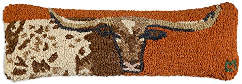 Chandler 4 Corners Artist-Designed Longhorn Hand-Hooked Wool Decorative Throw Pillow (8” x 24”) Wildlife Pillow for Couches & Beds - Easy Care & Low Maintenance - Nature & Wilderness Lumbar Pillow