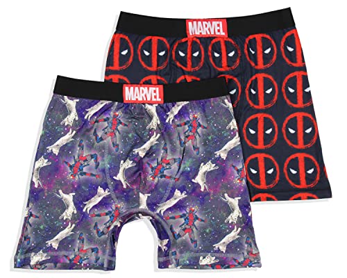 Marvel Mens' 2 Pack Deadpool Cat Symbol Boxers Underwear Boxer Briefs (Medium) Black