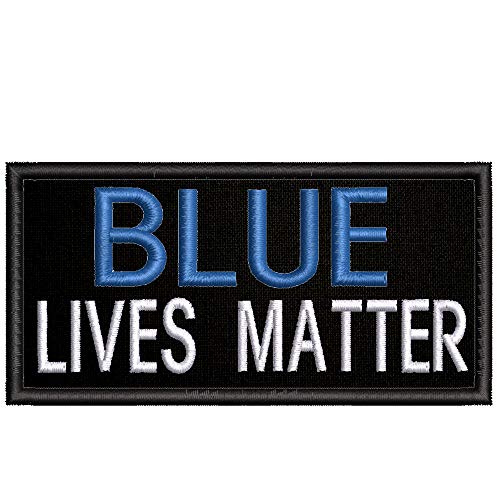 Blue Lives Matter - Premium 4' Embroidered Patch Iron-On/Sew-On Biker Badge Emblem - Riots Protests Justice Police Military Support - Decorative Gear Uniform Applique Vacation Souvenir