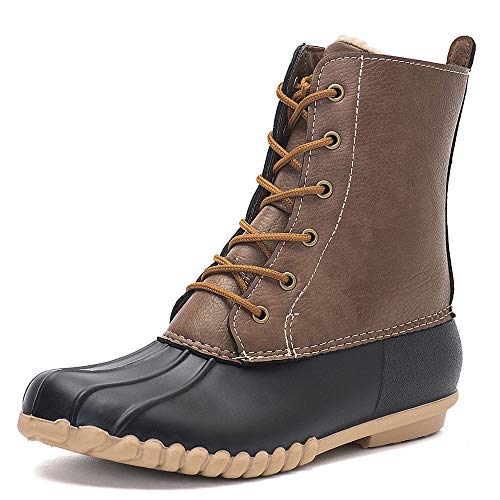 DKSUKO Women's Duck Boots witth Zipper Waterproof Winter Boots Snow Boots for Women Rain Boots for Cold Weather (9 B(M) US, Black)