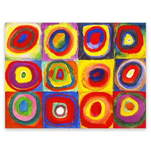 Wassily Kandinsky Wall Art - Squares with Concentric Circles Poster - Fine Art Prints - Abstract Canvas Wall Art Colorful Painting for Living Room Bedroom Home Decor Unframed (12x16in/30x40cm)