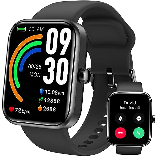 TOZO S3 Smart Watch (Answer/Make Call) Bluetooth Fitness Tracker with Heart Rate, Blood Oxygen Monitor, Sleep Monitor IP68 Waterproof 1.83-inch HD Color for Men Women Compatible iPhone & Android
