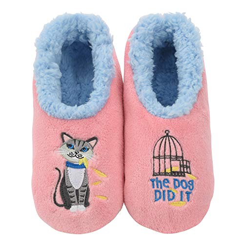 Snoozies Womens Pairables - Funny Slippers for Women - Womens Slippers - House Slippers - The Dog Did It - Large