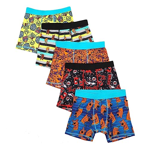 Bioworld Scooby Doo Classic Cartoon Characters Boys Underwear 5pk Boxer Briefs Set- Size 6 Black