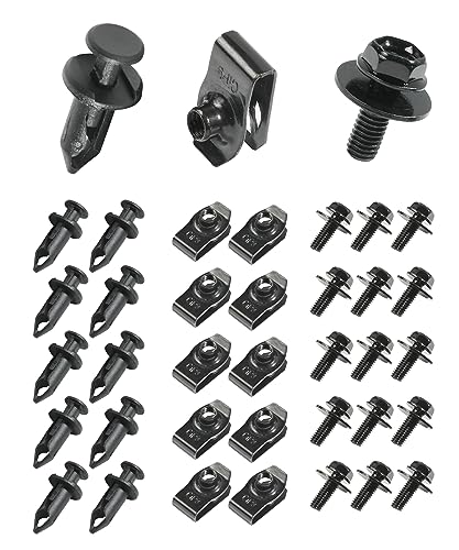 Zlirfy 35PCS Engine Under Cover Splash Shield Guard Body Bolts Screws,Bumper Fender Liner Push Retainer Fastener Rivet Clips,Bumper Clips Extruded U-Nuts Kit,Replacement for G35 G37 FX35 FX45