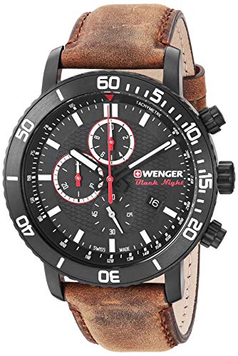Wenger Men's 01.1843.107 Roadster Black Night Analog Display Swiss Quartz Brown Watch