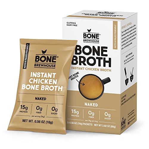 Bone Brewhouse - Unflavored Chicken Bone Broth Protein Powder - Keto & Paleo Friendly - Instant Soup Broth - 15g Protein - Natural Collagen, Gluten-Free & Dairy free - 5 Individual Packets