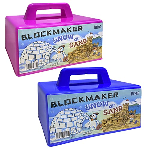 JEEFUD Snow Block Maker,Sand Castle Mold, Beach Snow Building Kit Toys for Kids Boys Girl,Winter Outdoor Fun（2 Pack, Blue & Purple）