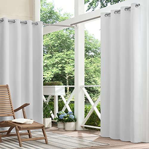 ECLIPSE Bradford Thermal Insulated Blackout Waterproof Grommet Curtain for Outdoor or Patio (1 Panel), 52 in x 84 in, Silver White