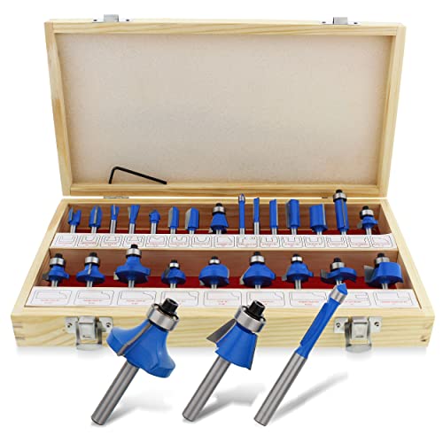 ABN Tungsten Carbide Router Bit Set - 24 Piece Router Set 1/4in Shanks - for Beginners to Commercial Users