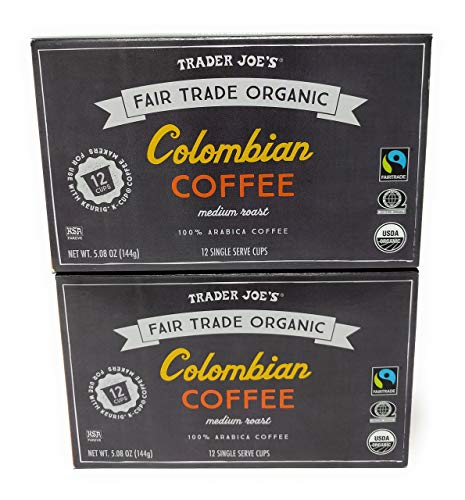 Trader Joe's Organic Colombian Coffee 12 Single Serve Cups (Pack of 2)