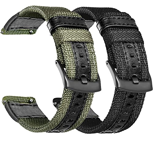 Olytop Galaxy Watch 4/6 Classic Bands 47mm 46mm 43mm 42mm, Watch 4/5/6 Band 44mm 40mm,Watch 5 Pro Band 20mm Nylon Sport Replacement Strap Men Women for Samsung Watch Active 2/3 41mm Black Green