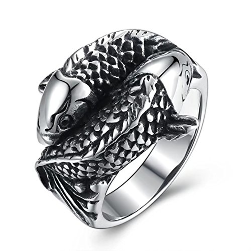 FENDINA Men's Cool Stainless Steel Cross Japanese Style Koi Carp Man Boy Punk Biker Ring Bands (11)