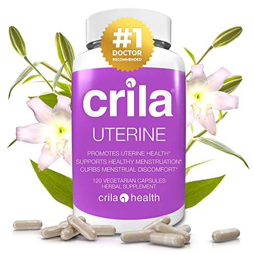 CRILA Uterine for Uterus and Ovarian Health Support - 120 Ct. I Natural Menstrual Relief from Period Cramps and Menstrual Discomfort, PMS Relief for Women, 60 Day Supply