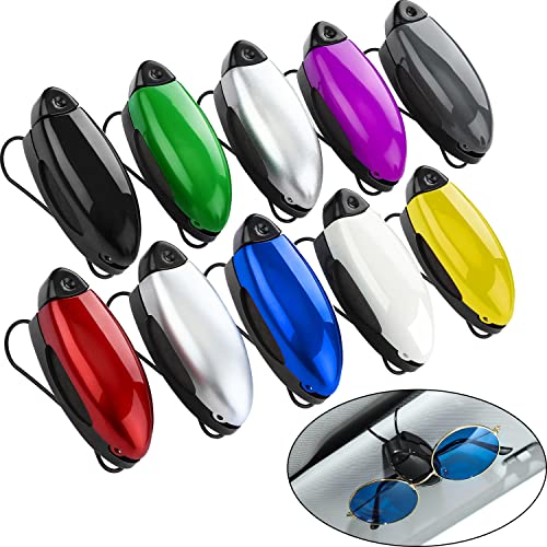 Frienda 10 Pieces Auto Car Vehicle Sun Visor Clip Holder for Sunglasses, Glasses Holder Clip Hanger Eyeglasses Mount Ticket Card Clip Car Accessories (Colorful)