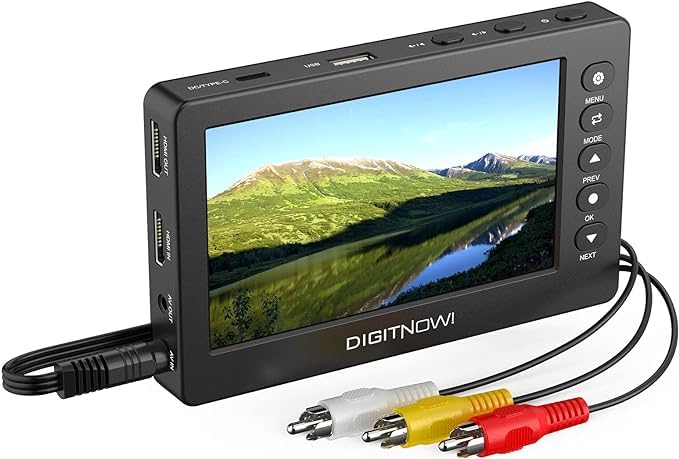 Video to Digital Converter, VHS to Digital Converter, Video Recorder Capture with 5' OLED Screen, Convert VHS to Digital, AV&HDMI Reocord from VHS, DVD, VCR, Hi8, Tapes, Camcorders, TV BOX &Gaming Sys