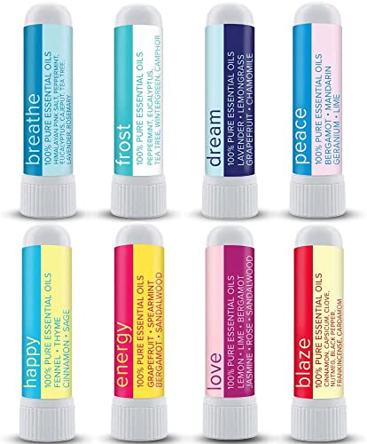 MOXĒ Nasal Inhaler Bundle, 8 Essential Oil Blends, Aromatherapy Sticks, Warming & Cooling Fragrances, 100% Pure & Undiluted Oil, Natural Ingredients, Made in USA…
