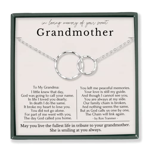 Loss of Grandma Gift for Granddaughter Necklace Memorial Sympathy Remembrance of Grandmother Sentimental Bereavement Keepsake Jewelry Loving Memory Unique Thoughtful Idea for Daughter Gold / Silver