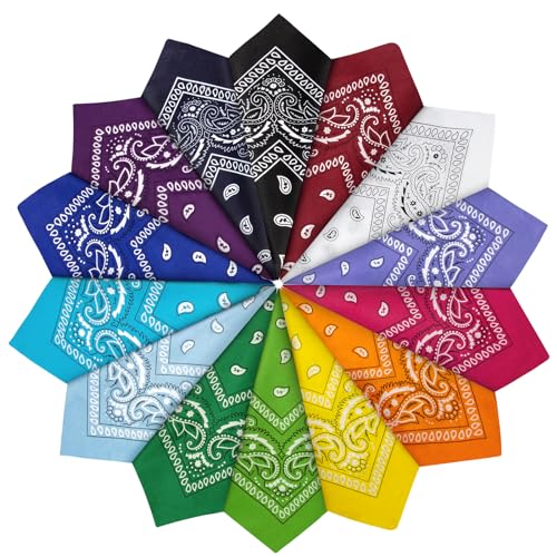 14Pcs Bandanas Paisley Print Novelty Headband Cowboy Headwraps Scarfs Hair Head Bandana for Men